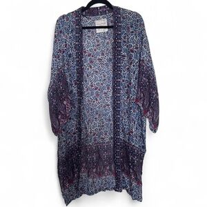 Pull&Bear Floral Kimono Cardigan Medium Boho Festival Layering Piece